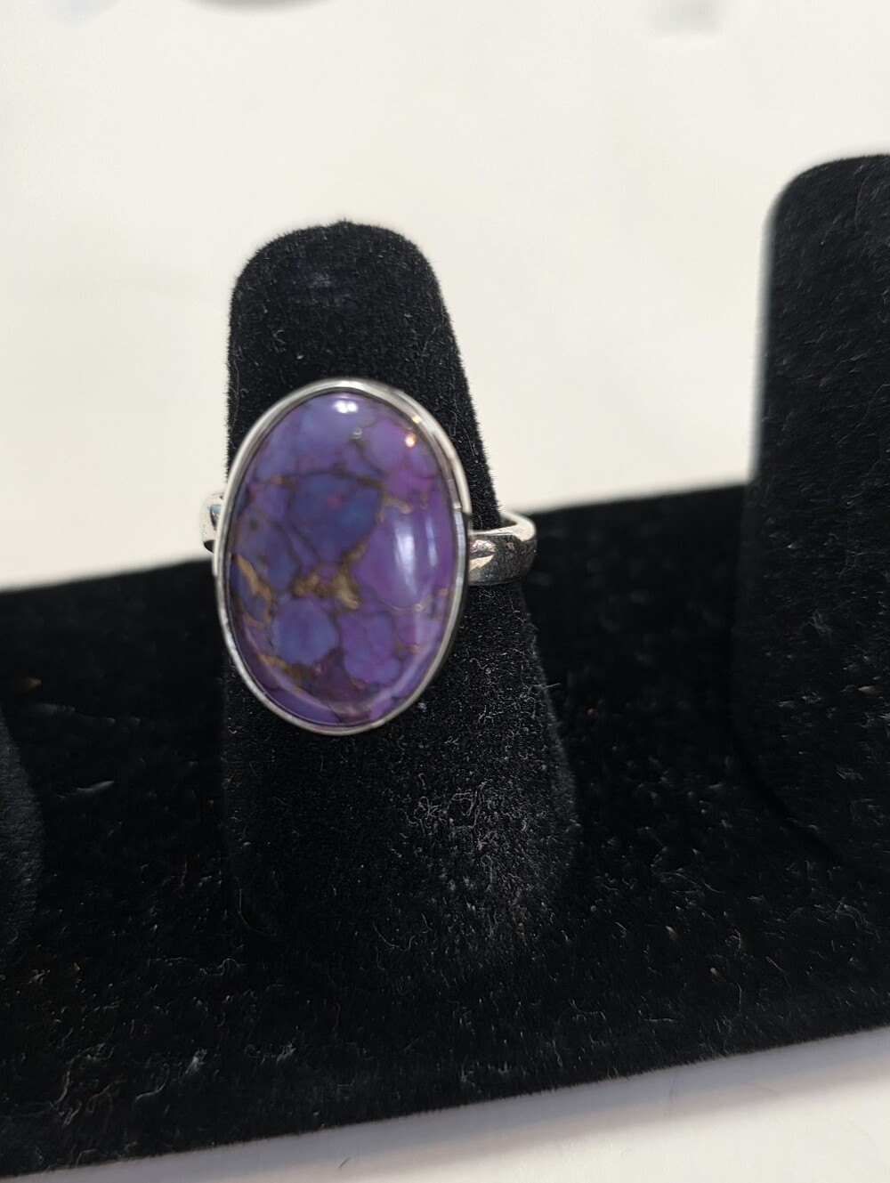 Sterling Silver Purple Dyed Composite Turquoise Oval Ring
